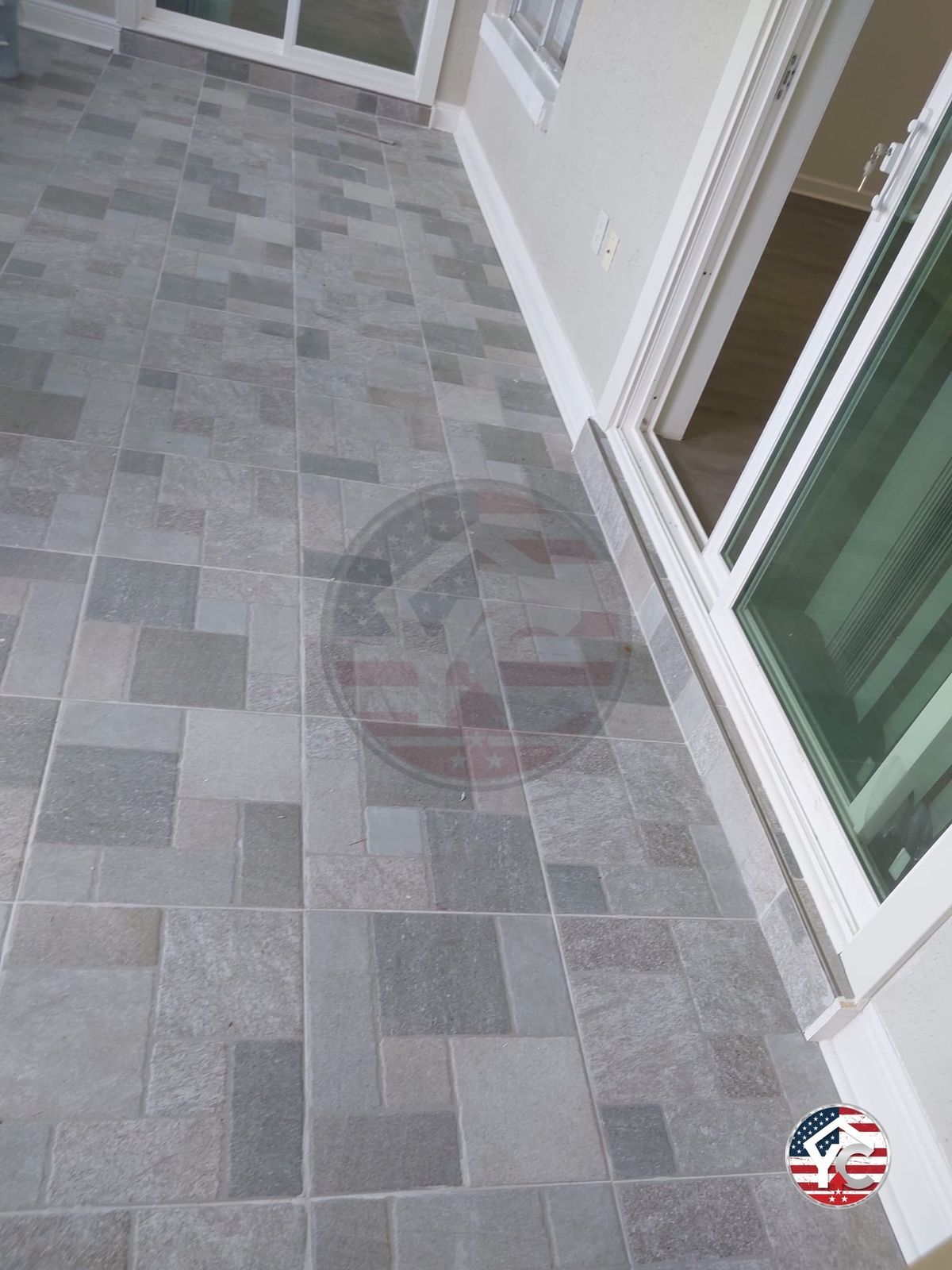 Finished covered lanai with new tile flooring